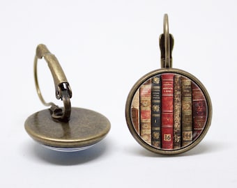 Books earrings Library earrings Bookworm gift Book jewelry Book lovers earrings Literary earrings Books jewellery Book readers Shabby books