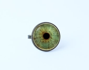 Green eye ring Wife gift Eye ring Eyeball ring Eye jewelry Women ring Girls jewelry Gift for girlfriend Human eye ring Birthday gift Unique