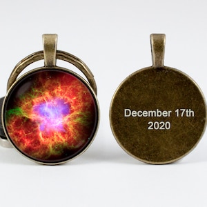 Date or name engraving Personalized keychain Nebula key fob Space jewelry Engraved key chain Astronomy gift Nebula jewellery Nebula Crab