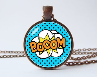 Comic cartoon necklace Sound effects Boom necklace Boom pendant Comics pendant Comics jewelry Comics necklace Gift idea Comic sound jewelry