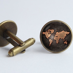 Vintage kaart manchetknopen Vriendje cadeau Manchetknopen wereldkaart Traveler cadeau Kaart kunst Antieke kaart Man geschenk Cuff links oude kaart Reis sieraden