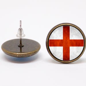 England Flag earrings English flag Patriotic earrings English jewelry Flags jewellery St George Cross Gift for women Unique gift Red White