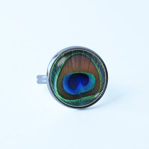 Pfau Feder Ring Schmuck Peacock Peacock ring Vogel Feder Feder Ring Freundin Geschenk Teen Schmuck Vogel Schmuck jeden Tag Schmuck blau