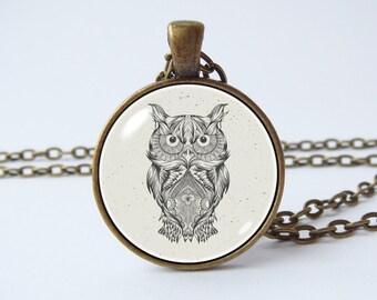 Búho collar colgante búho gris ave joyería búho joyería búho regalo cumpleaños regalo búho colgante foto colgante búho accesorios búho amantes regalo