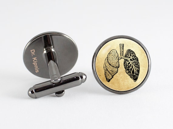 Custom cuff links Physician gift Lungs cufflinks Medic gift Personalized jewelry Anatomy cufflinks Doctor cuff links Custom engraving Name