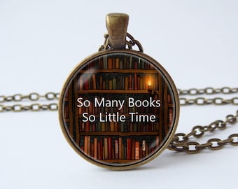 Bookworm necklace Book jewelry Librarian jewelry Book lover necklace Reader gift Old library necklace Bibliophile Book pendant Library