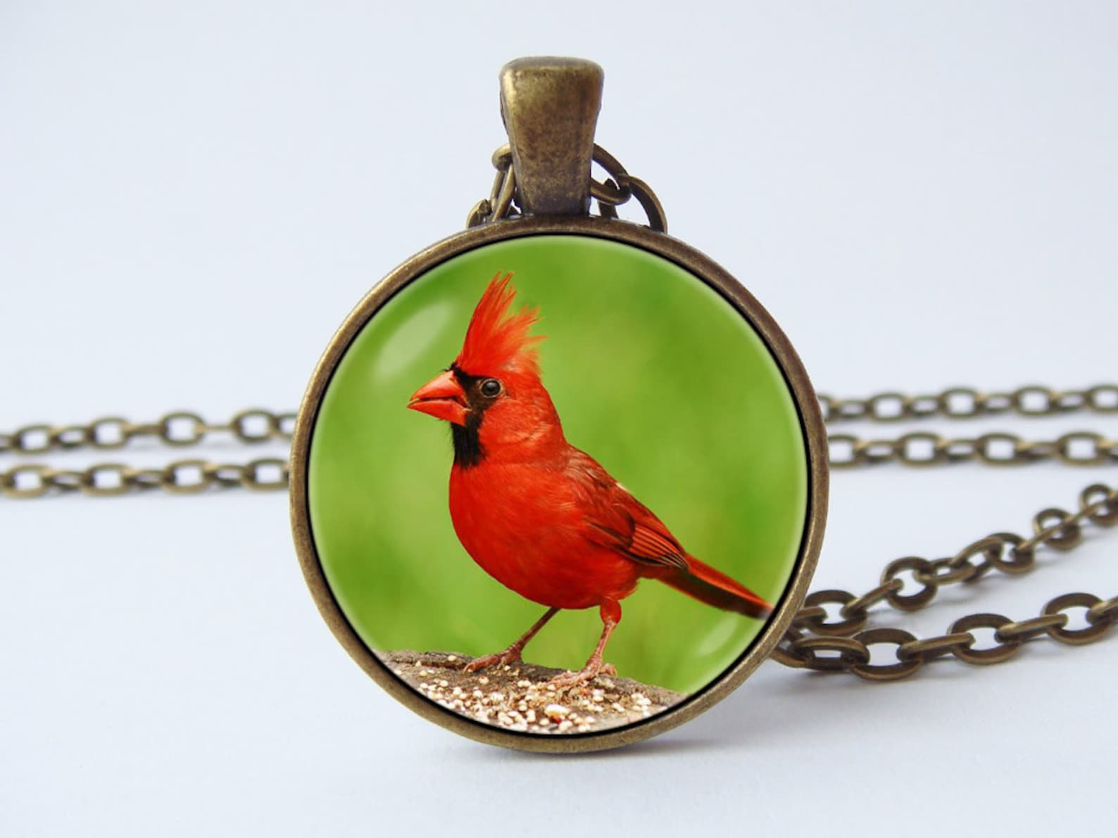 Red cardinal necklace Red cardinal bird Red cardinal jewelry Etsy
