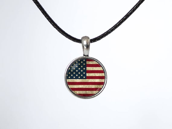 American Flag choker Patriotic choker 4th of July Choker jewelry Leather choker Black cord Patriotic jewelry Flag jewellery US jewelry USA