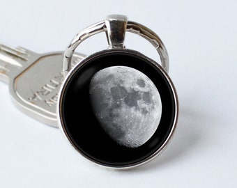 Keychain Blue Moon Full Moon Keyring Moon Jewelry Moon Key Ring