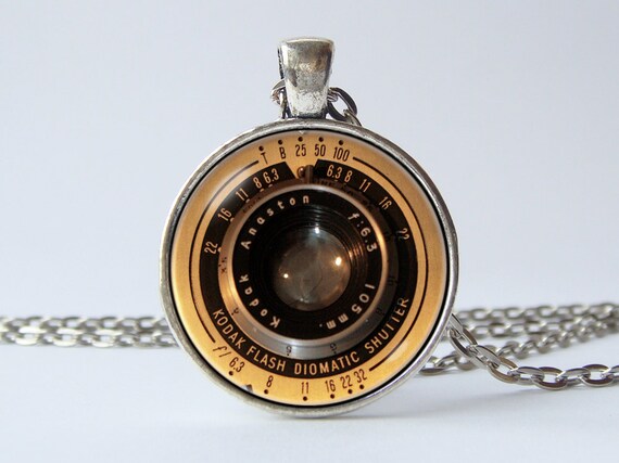 Vintage camera lens necklace clearance
