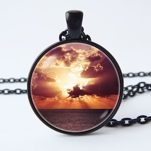 Zonsondergangketting Strandhanger Zonsondergangfoto Natuursieraden Tropische ketting Foto-sieraden Natuurketting Zonsonderganghanger Kunstketting