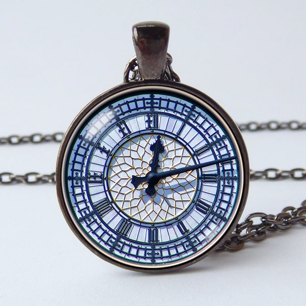 Big Ben clock necklace Clock pendant Stylish clock jewelry Ancient clock Historical necklace Technological Birthday gift Vintage style