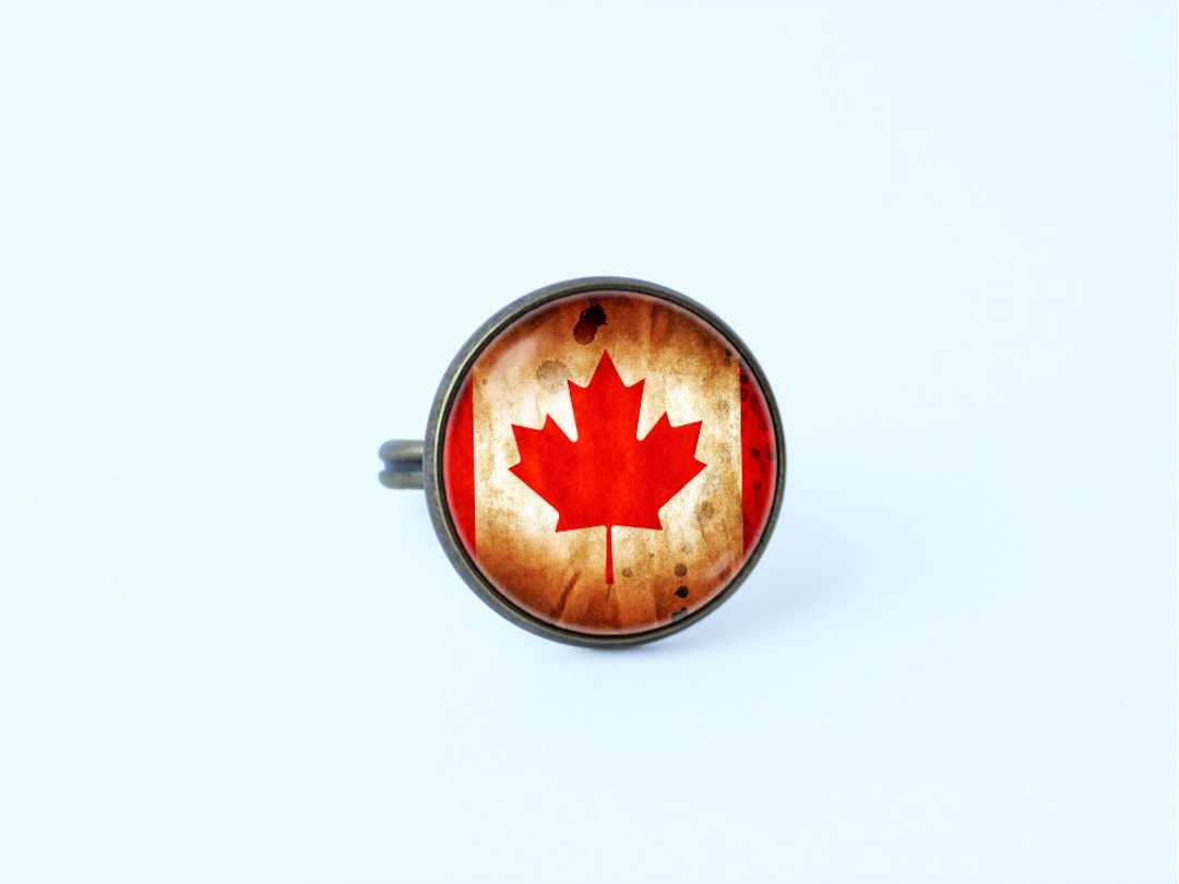 Flag Sign Ring Canadian Flag Ring Maple Leaf Ring Canada Jewelry Unique