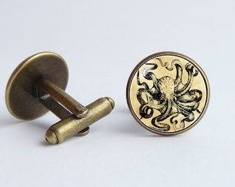 Octopus cufflinks Octopus jewelry Men cufflinks Nautical Vintage style Sea animal Octopus art Men's accessories Sealife Ocean cuff links