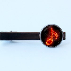 Musical note tie clip Gift for musician Musical tie clip Musical tie bar Musical jewelry Gift for Dad Music player Burning note Music gift