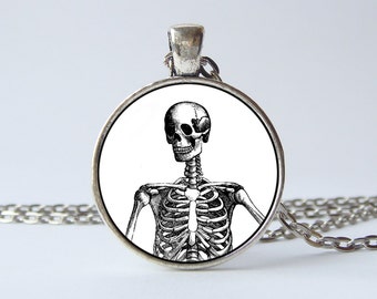 Halloween-Anhänger Skelett Halskette beängstigend Schmuck Halloween Schmuck menschliche Skelett Skelett Anhänger Skelett Schmuck Halloween Party Knochen