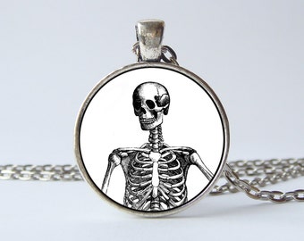 Halloween pendant Skeleton necklace Scary jewelry Halloween jewelry Human skeleton Skeleton pendant Skeleton jewelry Halloween party Bones