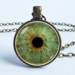 Green eye necklace Eye pendant Eye jewelry Glass eyeball Realistic pendant Eyeball necklace Human eyeball Green eye Eye necklace Gift idea