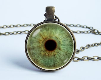 Green eye necklace Eye pendant Eye jewelry Glass eyeball Realistic pendant Eyeball necklace Human eyeball Green eye Eye necklace Gift idea