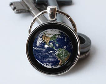 Earth planet Keychain Earth Planet key ring Earth jewelry Earth jewellery Earth pendant Birthday gift Planet Earth Space key chain Our home