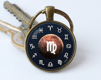 Virgo llavero astrología cumpleaños regalo Zodiac signo llavero zodiaco llavero joyas del zodiaco llavero constelación zodiacal Escorpio Tauro Libra