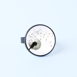 Dandelion ring Flower ring Plant ring Dandelion jewelry Floral ring Flower jewelry Girlfriend gift Herbs jewelry Dandelion seeds White ring