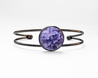 Lilac bracelet Birthday gift Blossom bracelet Lilac jewelry Engraving Bangle bracelets Flower bracelet Purple flower Gift for girlfriend
