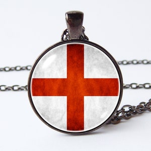 St George Cross pendant England jewelry English flag necklace Flags jewelry English necklace Flag of England Patriotic necklace Unique gift