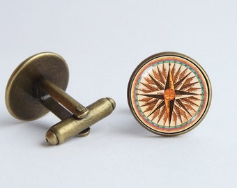 Vintage compass cufflinks Boyfriend gift Cufflinks compass Graduation gift Men jewelry Journey Cuff links Compass jewelry Cufflinks for men
