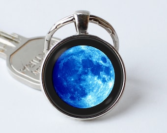Moon Key Ring/ Keychain / Zipper Pull - Moon Lover - Outer Space