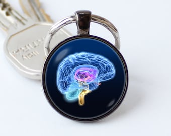 Brain keychain Doctor gift Medical key chain Neuroscience Brain pendant Brain keyring Brain jewelry Anatomy key ring Psychology Brain art