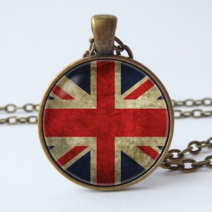 British flag necklace Union Jack United Kingdom Flag jewelry UK flag pendant British flag pendant Patriotic jewelry Union Jack jewelry