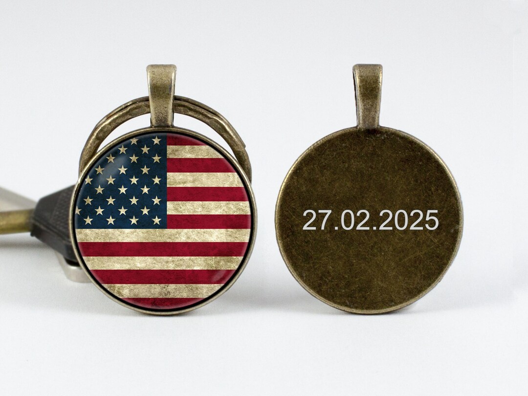 Custom Gift US Flag Key Chain Personalized Jewelry Custom Key Fob Flags ...