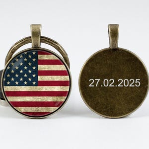 Custom gift US flag key chain Personalized jewelry Custom key fob Flags jewelry Flag of USA Engraved keychain Patriotic key ring Engraving