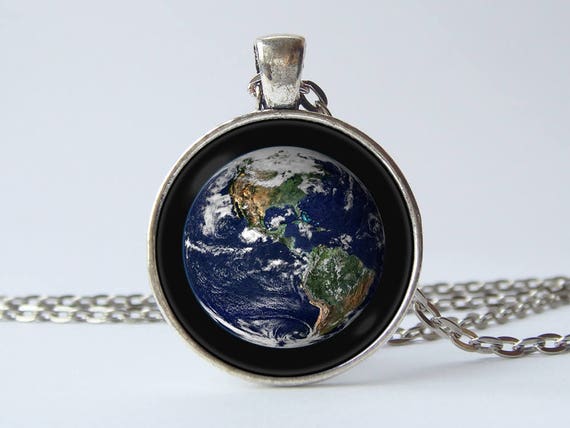 Planet Earth Pendant Necklace Earth Planet Pendant Planet Etsy
