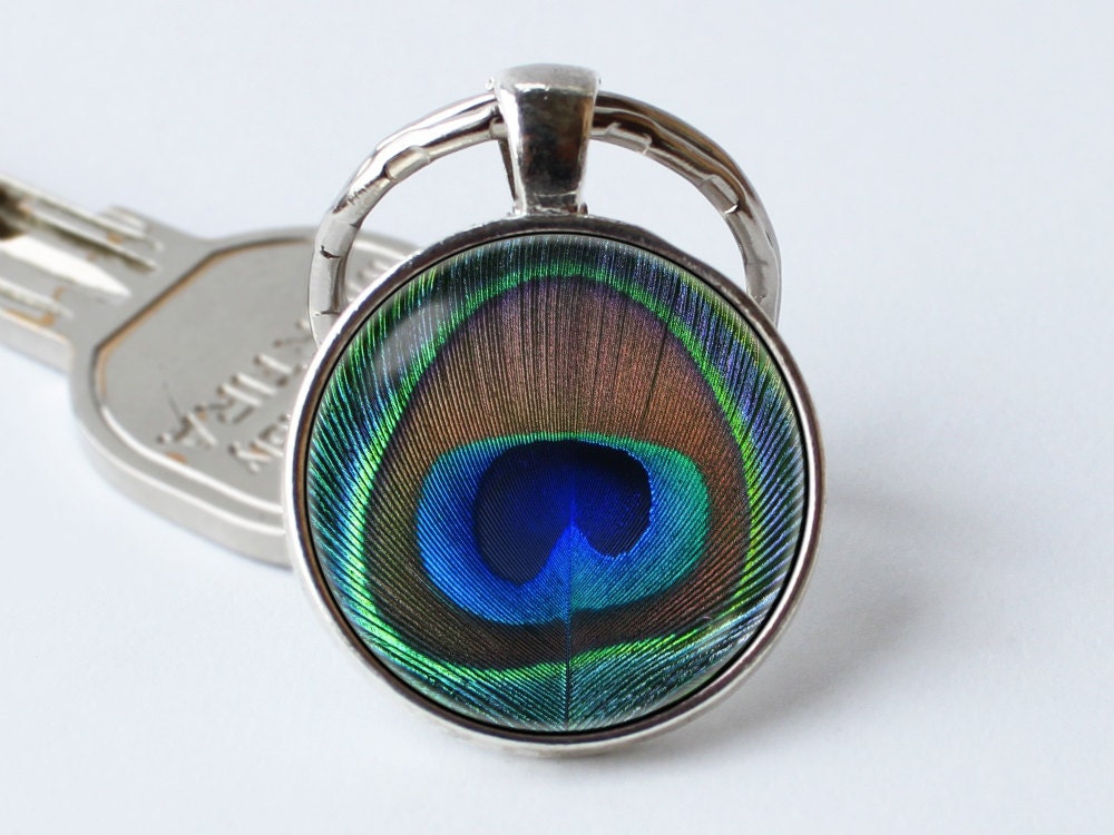 Peacock Feather Keychain Peacock Keyring Peacock Jewelry Etsy