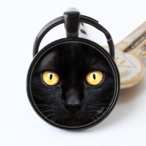Cat key chain Black cat keyring Cat accessories Cat key ring Animal keyring Cat pendant Pet jewelry Black cat keychain Cute cat keychain
