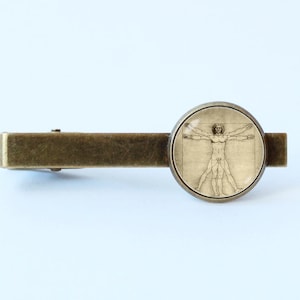 Vitruvian man tie clip Da Vinci jewelry Da Vinci tie clip Science gift Husband gift Da Vinci tie bar Groomsmen gift Wedding jewelry Historic