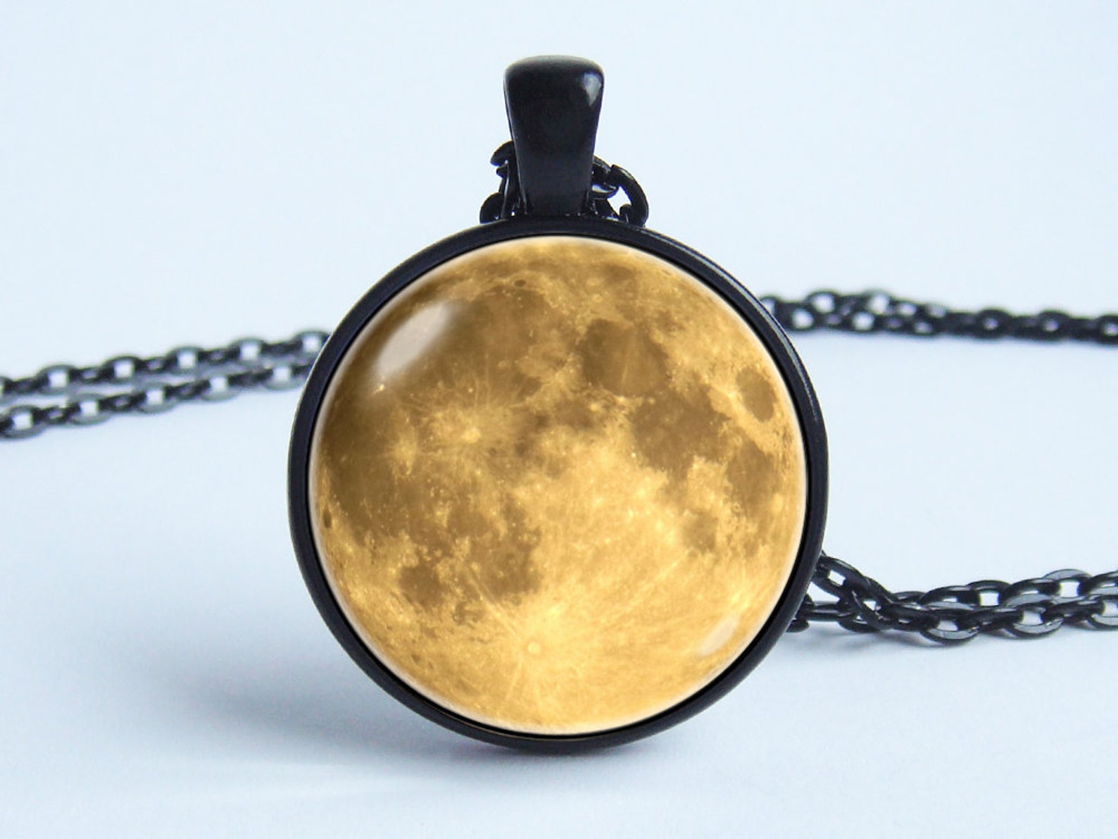 Yellow Moon Keychain Moon Keyring Birthday Gift Full Moon Key Etsy