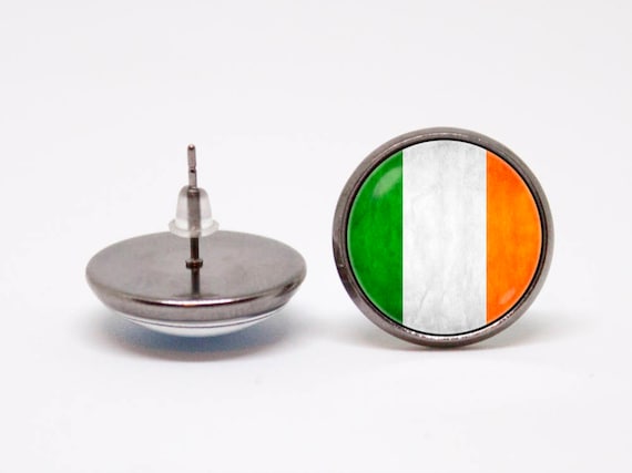 St. Patrick’s Day earrings Irish flag earrings Ireland Gifts for her Patriotic jewellery Flag of Ireland Heritage Stud earrings National