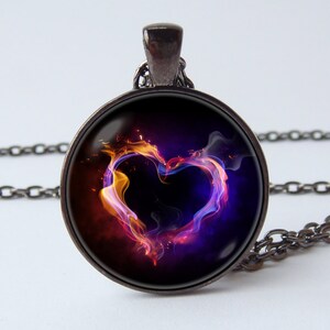 Heart necklace Burning heart pendant Heart pendant Wife gift Heart jewelry Love necklace Love gift Birthday gift Girls necklace Love jewelry