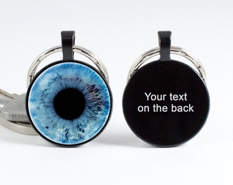 Personalized birthday gift Key chain Human eye Eyeball key ring Engraved key fob Blue eye Engraved keychain Custom phrase Eye jewelry Eyes