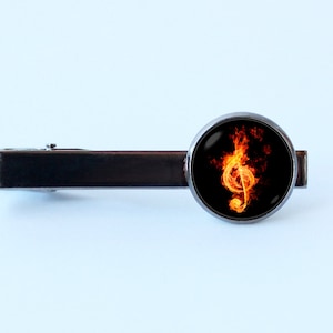 Tie clip fire treble clef Gift for musician Treble clef tie clip Music jewelry Music tie bar Music note tie clip Music lover gift Fire notes