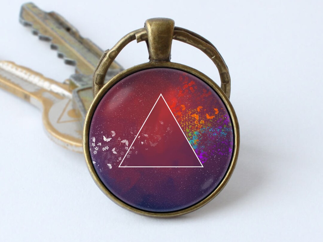 Geometric Key Ring Space Triangle Keychain Geometric Triangle Triangle Keyring Cosmos ...