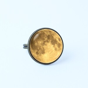 Maan Sieraden volle maan maan ring vriendin cadeau geel maan ring ruimte ring Girls sieraden ruimte sieraden Outer space cadeau Solar ringsysteem