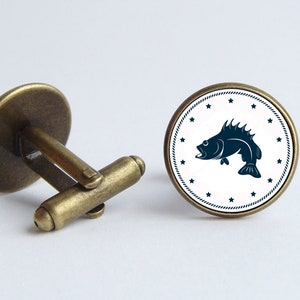 Fish cufflinks Nautical cuff links Men cuff links Fish print Fisherman gift Ocean jewelry Rustic cufflinks Fish jewellery Simple jewelry