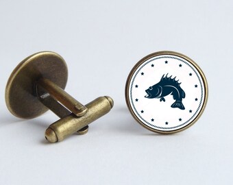 Fish cufflinks Nautical cuff links Men cuff links Fish print Fisherman gift Ocean jewelry Rustic cufflinks Fish jewellery Simple jewelry