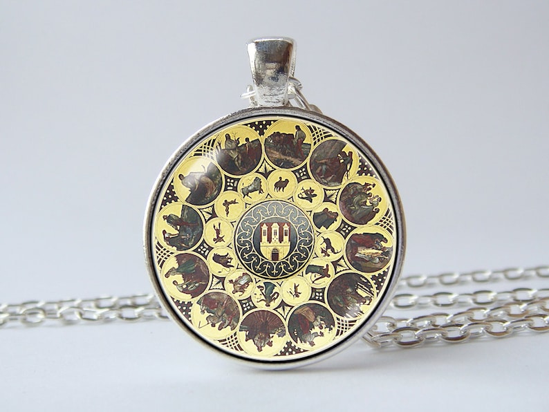 Clock Pendant Calendar Clock Necklace Clock Jewelry Antique Etsy