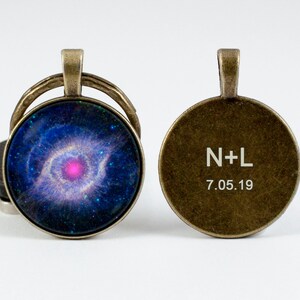 Engraved key ring Initials Nebula Helix Personalized key chain Custom key fob Galaxy key chain Nebula key ring Engraved keychain Astronomy