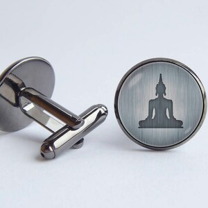 Buddha cufflinks Buddha statue Cuff links Buddhist Men gift Buddha jewelry Gift for boyfriend Spiritual jewelry Meditation Photo jewellery